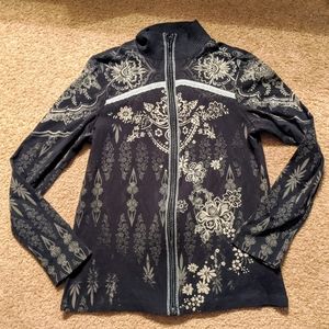 Skinny Minnie full zip printed black sweater